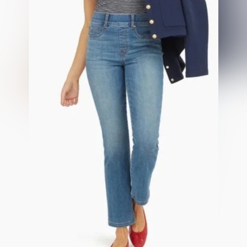 SPANX Indigo Pull On Straight Leg Jeans Medium Tummy Control
